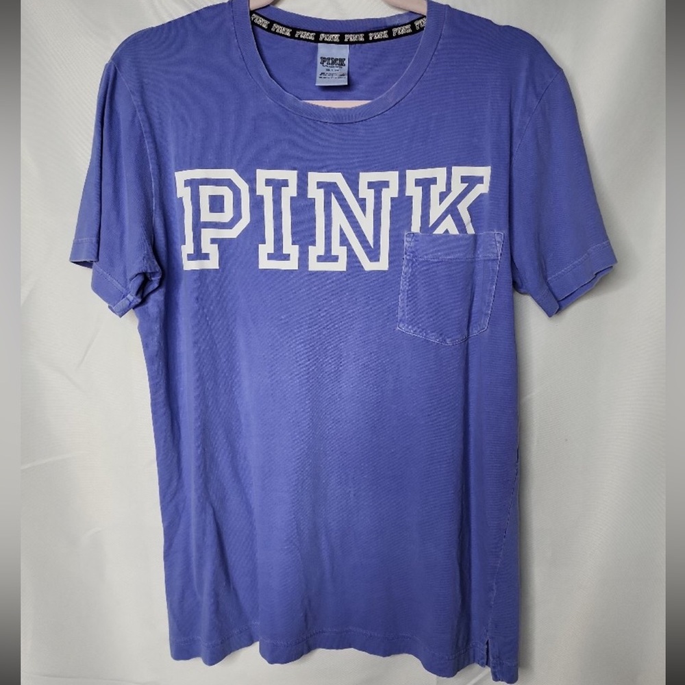 Vs Pink Purple Crew Neck Short Sleeve Tee